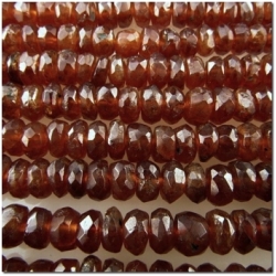 Hessonite Garnet hand cut faceted rondelle 5mm gemstone beads (N)