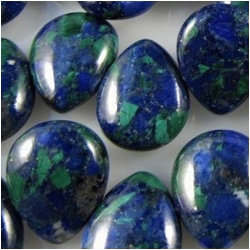 29 AA  Azurite Lapis Malachite drop briolette 10mm gemstone beads (P)