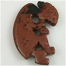 1 Mahogany Obsidian kokopelli 40mm gemstone bead fetish pendant (N)