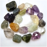 Mixed Hand Carved Faceted Nugget A Gemstone Beads (N) 12.5 x 14mm to 22.5 x 26.77mm 15 inches