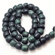 Guatemalan Jade Mayan Jade Jadeite Hand Carved Barrel Gemstone Beads (N) 9.2 to 11.7mm 16 inches