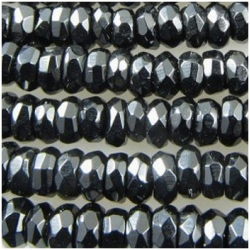 Black Onyx faceted rondelle 4.5mm gemstone bead (EH)