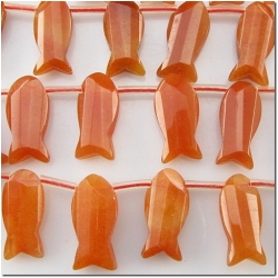 1 Orange Aventurine fish fetish bead 20mm gemstone bead pendant (N)