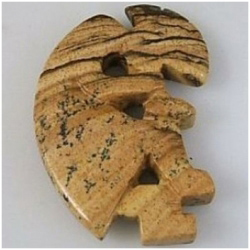 1 Picture Jasper kokopeli fetish pendant 40mm gemstone bead (N)