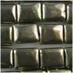 Pyrite puff rectangle 10mm gemstone beads (N)