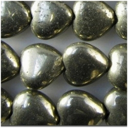 Pyrite puff heart 10mm gemstone beads (N)