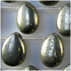 10 Pyrite drop briolette pendant 18mm gemstone beads (N)