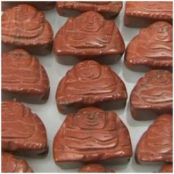 1 Red Jasper Buddha fetish pendant 16mm gemstone bead (N)