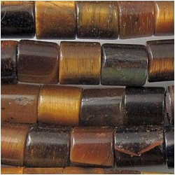 Tiger Eye gold tube gemstone beads 4 mm (N)