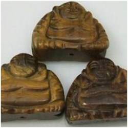 1 Tiger Eye gold Buddha fetish pendant gemstone bead 14 to 17 mm (N)