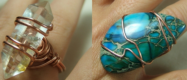 wire wrapped crystal ring