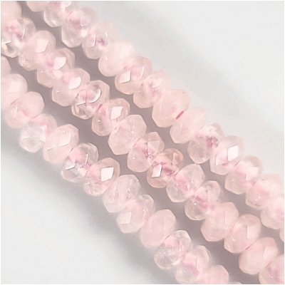 7-7.5mm Approx Rose Quartz 8 Inch Strand Rose Quartz Micro Faceted Rondelles 40 Pieces