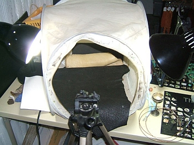 The set up we use for taking pictures of beads at Magpie Gemstones