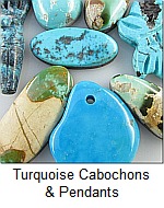 Chinese and North American Turquoise gemstone cabochons and pendants for jewelry making at Magpie Gemstones