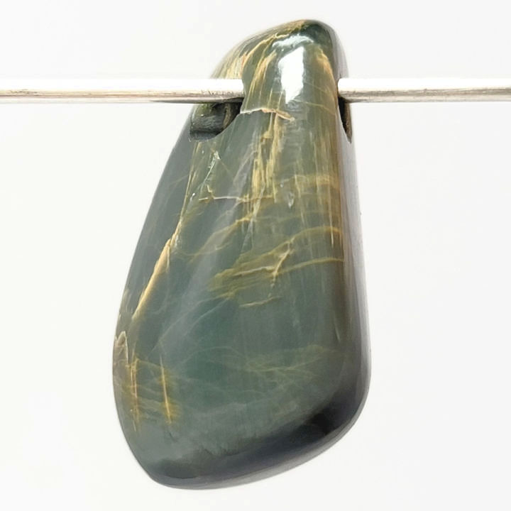 1 Cat's Eye Agate Freeform Large Hole Gemstone Pendant (N) 14 x 25.5mm