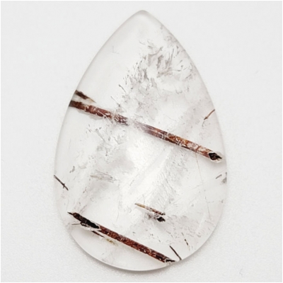 Red Rutile Quartz Teardrop Gemstone Cabochon (N) 25 x 38.6mm