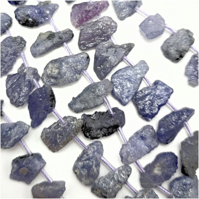 Tanzanite Graduated Top Drilled Raw Nugget Gemstone Beads (H) 12.75 to 20mm