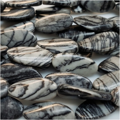 Black Line Jasper Twist Oval Gemstone Beads (N) Approximate size 13.81 to 15.43mm x 28.15 to 30.12mm, 16 inches  CLOSEOUT