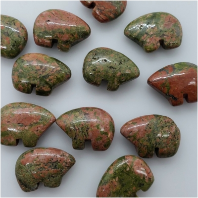 5 Unikite Zuni Style Fetish Bear Gemstone Bead (N) 12.95 x 17.86mm to 13.61 x 18.55mm CLOSEOUT