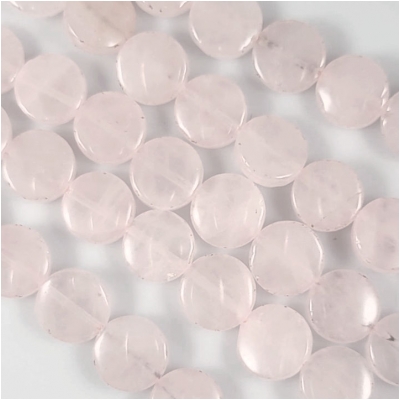 Rose Quartz Coin Gemstone Beads (D) Approximate Size 12mm 8 inches CLOSEOUT