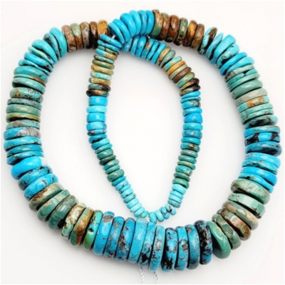 Hubei Turquoise Old Stock Graduated Disc Banded Color Gemstone Beads (S) Approximate size 4.9 to 15.6mm 16.5 inches CLOSEOUT