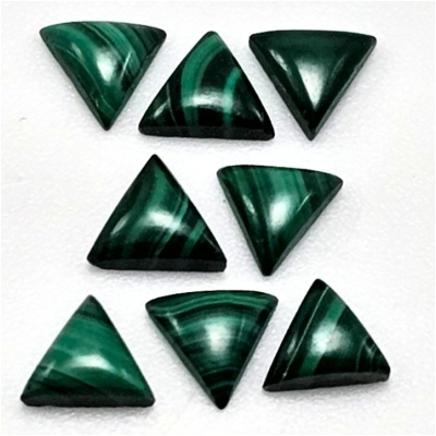 2 Malachite Triangle Gemstone Cabochons (N) 5mm