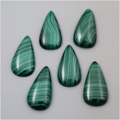 1 Malachite Pear Loose Cut Cabachon Gemstone (N) Approximate size 13.85 x 25.75mm to 14.2 x 26.1mm CLOSEOUT