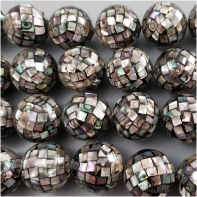 6 Mother of Pearl Mosaic Round MOP Gemstone Beads (N) Approximate size 17.8 to 18.2mm CLOSEOUT