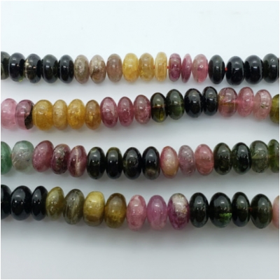 Tourmaline Multicolor Rondelle Gemstone Bead (N) 2.98 to 6.00mm x 8.78 to 9.40mm 12.25 inches CLOSEOUT