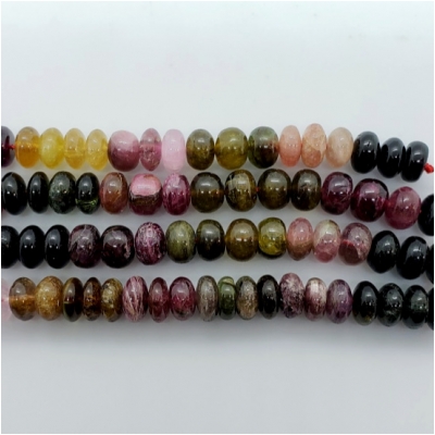 Tourmaline Multicolor Rondelle Gemstone Bead (N) 3.65 to 7.58mm x 9.00 to 9.67mm 7.5 inches CLOSEOUT