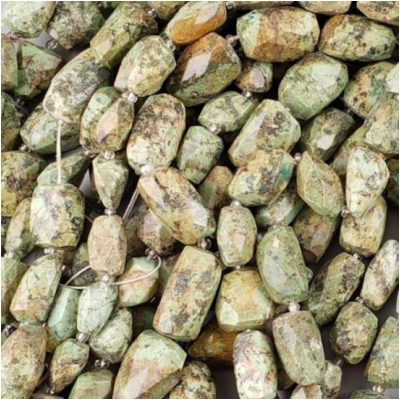 African Turquoise Jasper Faceted Nugget Gemstone Bead (D) Approximate size 10.6 to 19mm 16 inches CLOSEOUT
