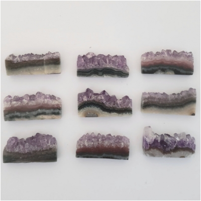 1 Amethyst Stalactite Rectangle Gemstone Slice No Holes  (N) 11.9 to 16.4mm x 27.8 to 30.42mm CLOSEOUT
