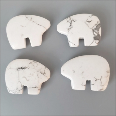 1 Howlite Carved Bear Zuni Style Fetish Gemstone Bead (N) 28.30 x 38.36mm to 29.62 x 39.81mm CLOSEOUT