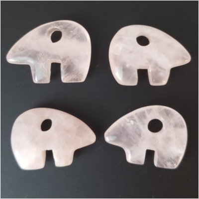 1 Rose Quartz Big Hole Carved Bear Zuni Style Fetish Gemstone Pendant (N) 20.34 x 27.23mm to 23.29 x 30.59mm CLOSEOUT