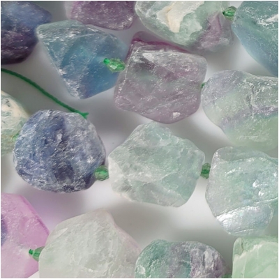 Fluorite Extra Large Raw Nugget Gemstone Beads (N) Approximate Size 17.4 to 28mm 15.5 inches CLOSEOUT