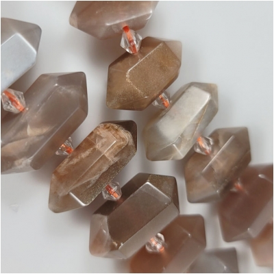 5 Black Moonstone Faceted Bicone Center Drilled Gemstone Bead Points (N) Approximate size 11 x 20mm to 13.5 x 32mm