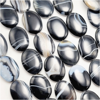 Black Agate Banded Oval Gemstone Beads (D) Approximate Size 18 x 25mm 16 inches