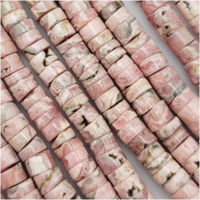 Rhodochrosite Heishi Gemstone Beads (N) Approximate size 6 to 6.8mm 16 inches