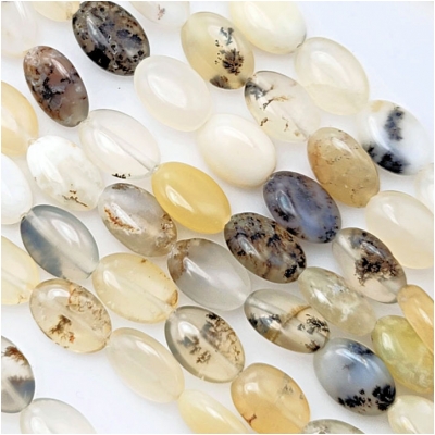 Yellow Dendritic Opal Oval Gemstone Beads (N) Approximate size 8.5 x 12mm 16 inches