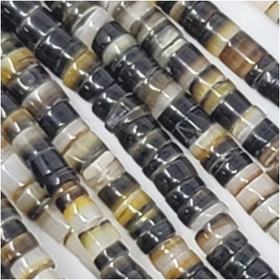 Heishi Black Lip Shell Hand Cut Beads (N) 4mm 23 to 24 inches