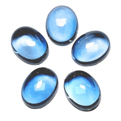 1 London Blue Topaz Oval Loose Cut Thick Gemstone Cabochon (IH) 5 x 7mm