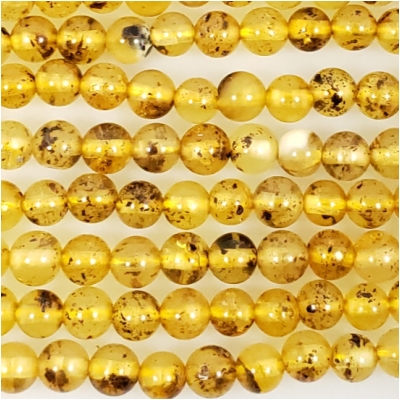 Baltic Amber Yellow Hand Cut 3.5mm Round Gemstone Beads (N) 3.5 to 4mm 16 inches CLOSEOUT