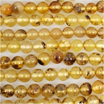Baltic Amber Yellow Hand Cut 4mm Round Gemstone Beads (N) 4.3 to 5mm 16 inches CLOSEOUT