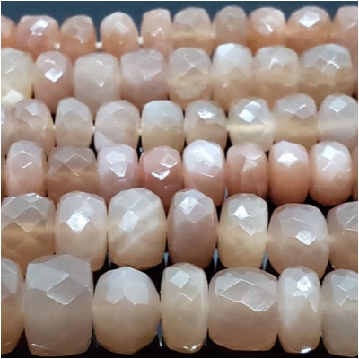 Peach Moonstone Graduated Faceted Disc Gemstone Beads (N) Approximate size 5.64 to 8.69mm 14 inches