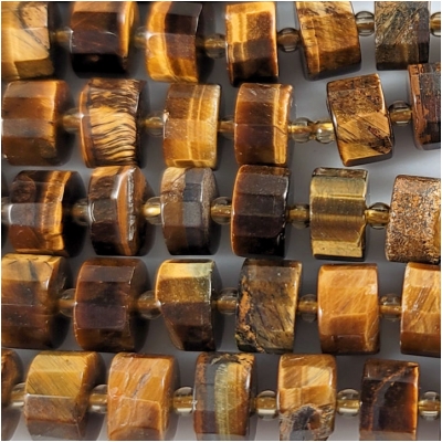 Tigereye Faceted Wheel Gemstone Beads (N) Approximate size 9.5 to 10.3mm 16 inches CLOSEOUT