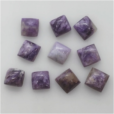 10 Charoite Rectangle Gemstone Cabochons (D) 5.49 x 6.03mm to 6.31 x 6.4mm CLOSEOUT
