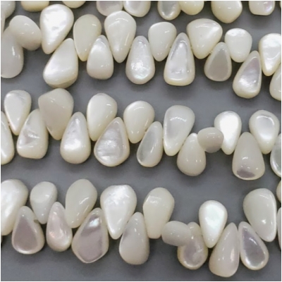 Mother of Pearl Bleached Top Drilled Drop Beads (N) Approximate size 4.76 x 7.73mm to 8.85 x 13.18mm 8 inches
