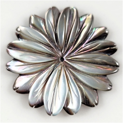 1 Mother of Pearl Carved Flower Center Hole Bead (N) Approximate Size 31.5 to 31.8mm CLOSEOUT