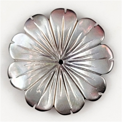 1 Mother of Pearl Carved Flower Center Hole Bead (N) Approximate Size 31.3 to 31.6mm CLOSEOUT