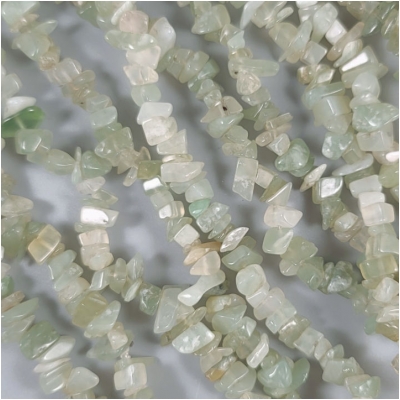Serpentine 'New Jade' Gemstone Chips (N) Approximate size 3.5 to 12mm 34 inches CLOSEOUT